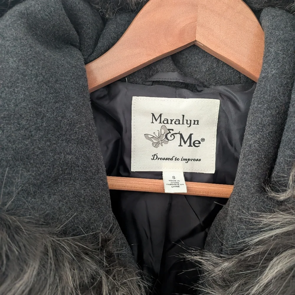 Maralyn & Me Grey Faux Fur Hooded Parka Jacket - Picture 10 of 10